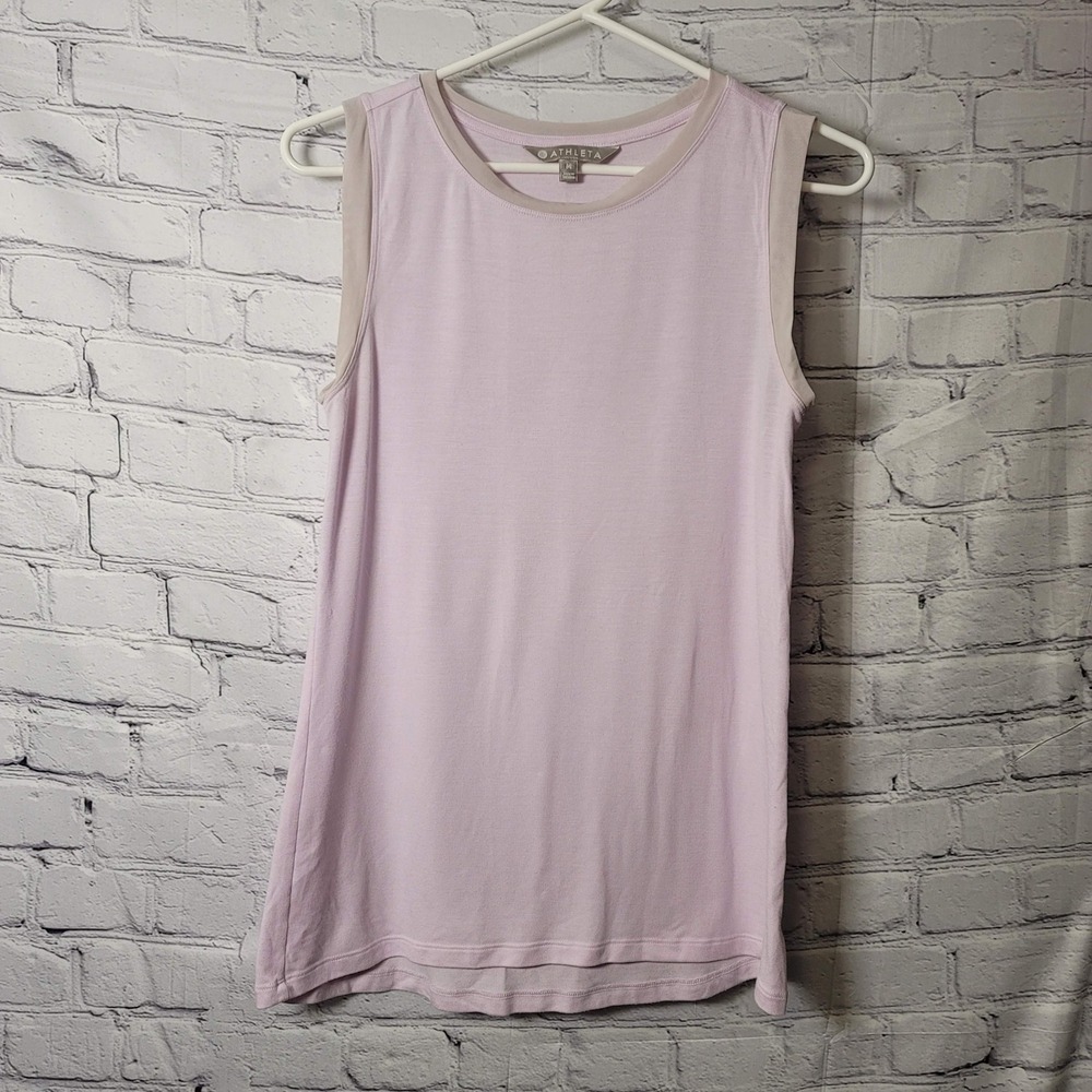 Athleta Womens Mesh Trim Sleeveless Tank Top Lilac‎ Purple Size M Activewear